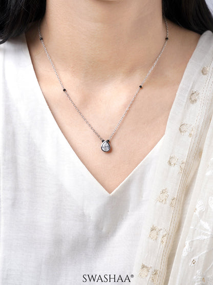 Barkha Teardrop Silver Mangalsutra