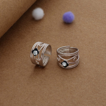 Black & White Minimal Silver Toering | Adjustable | Lightweight |  Everyday Wear