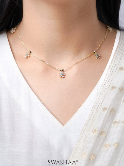 Blossomy Floral CZ Charms 14K Gold Plated Mangalsutra
