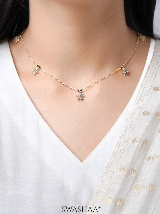 Blossomy Floral CZ Charms 14K Gold Plated Mangalsutra