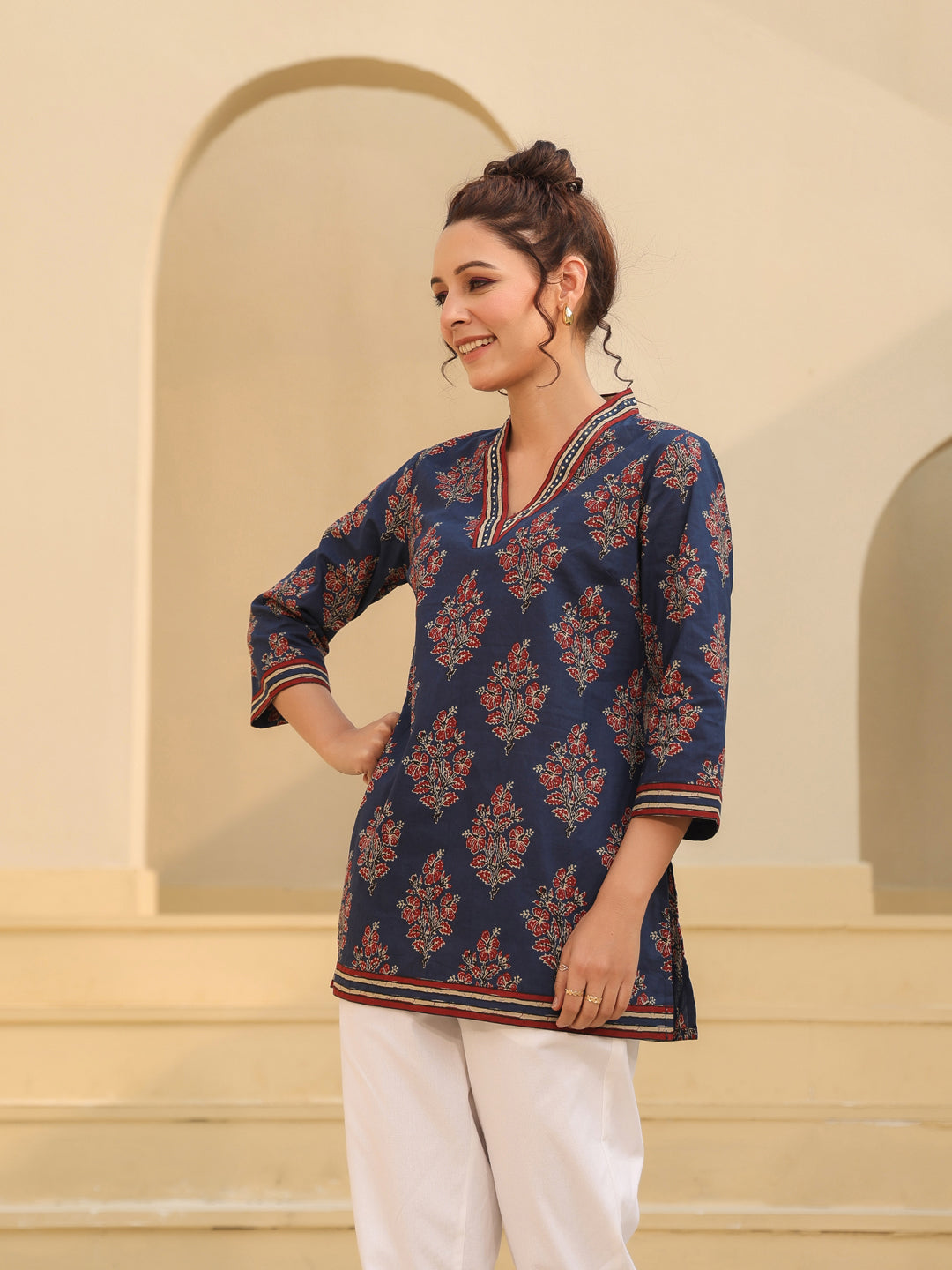 Blue Ajrakh Print Top