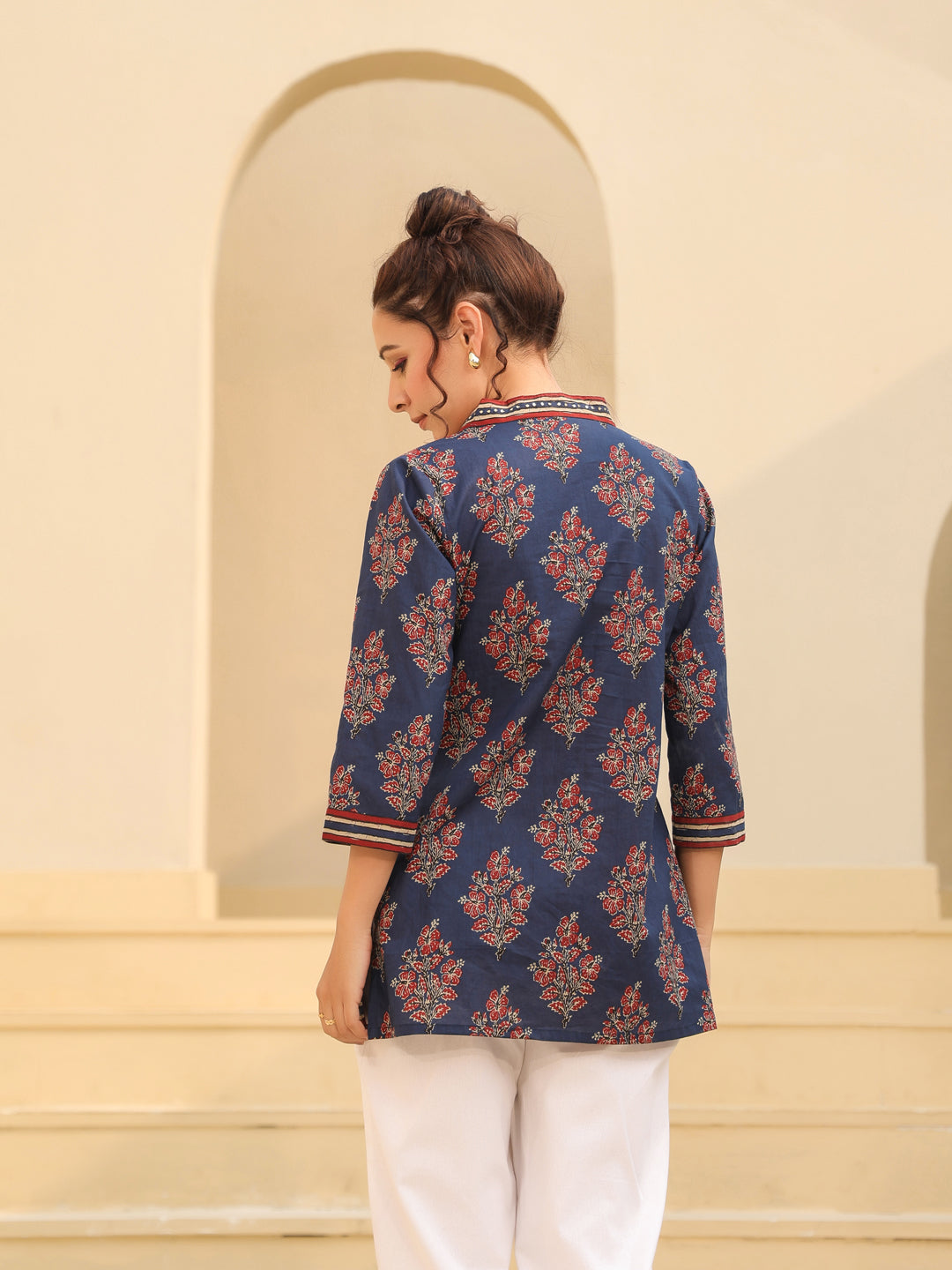 Blue Casual Ajrakh Top