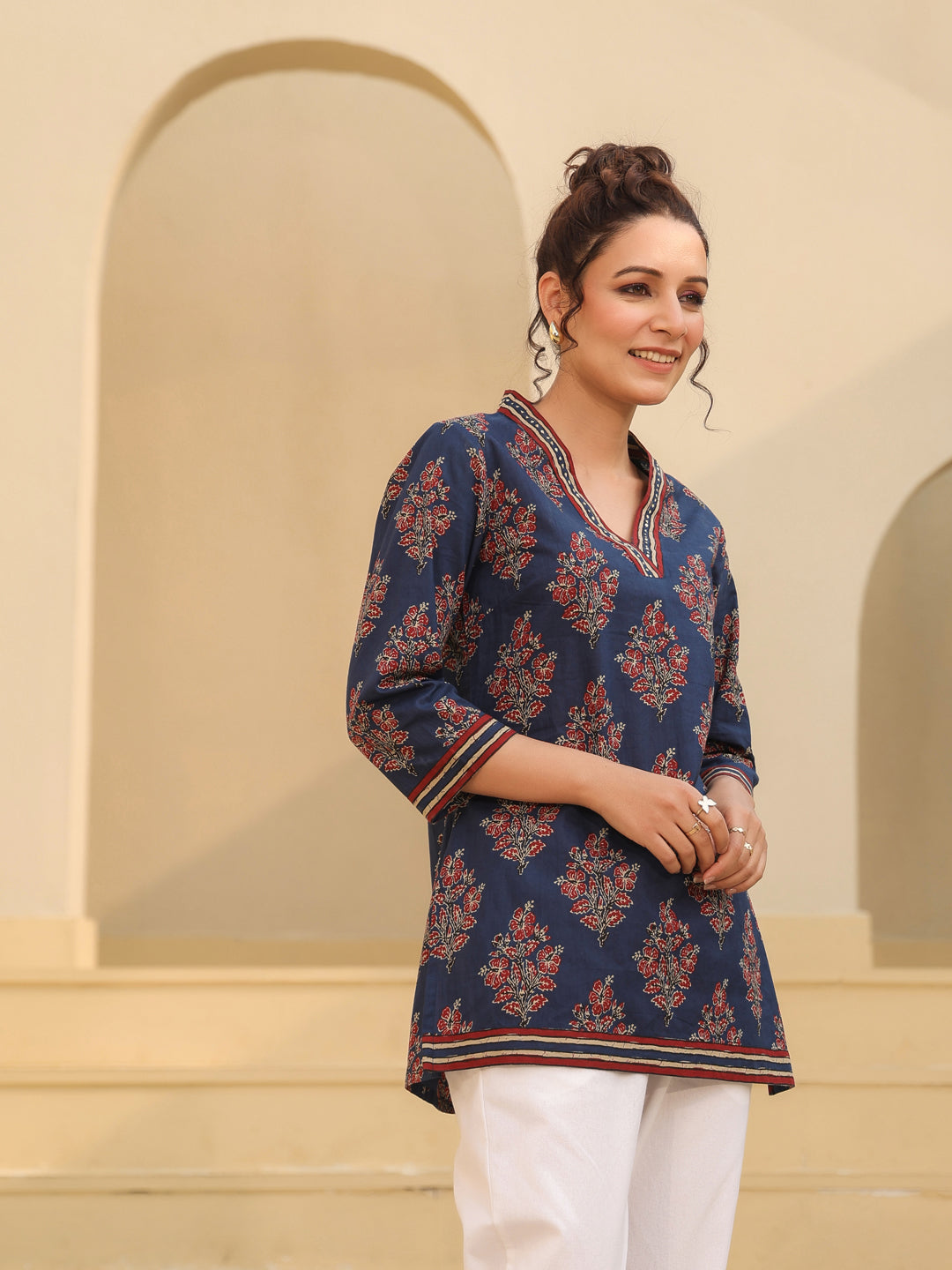 Blue Ethnic Ajrakh Top