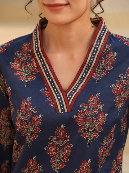 Blue Traditional Print Top