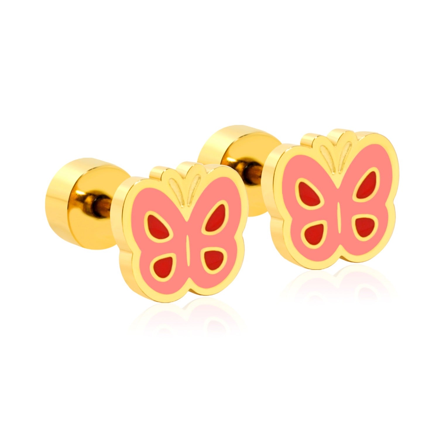 Blush Butterfly 18K Gold Plated Children's Earrings - Twisty Locks  - Kids and Women Hair Accessories, Fashion Clothing and Jewellery India