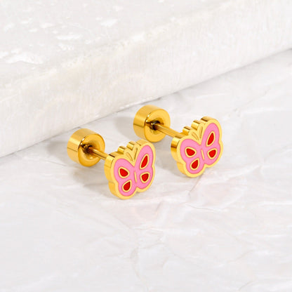 Blush Butterfly 18K Gold Plated Children's Earrings - Twisty Locks  - Kids and Women Hair Accessories, Fashion Clothing and Jewellery India
