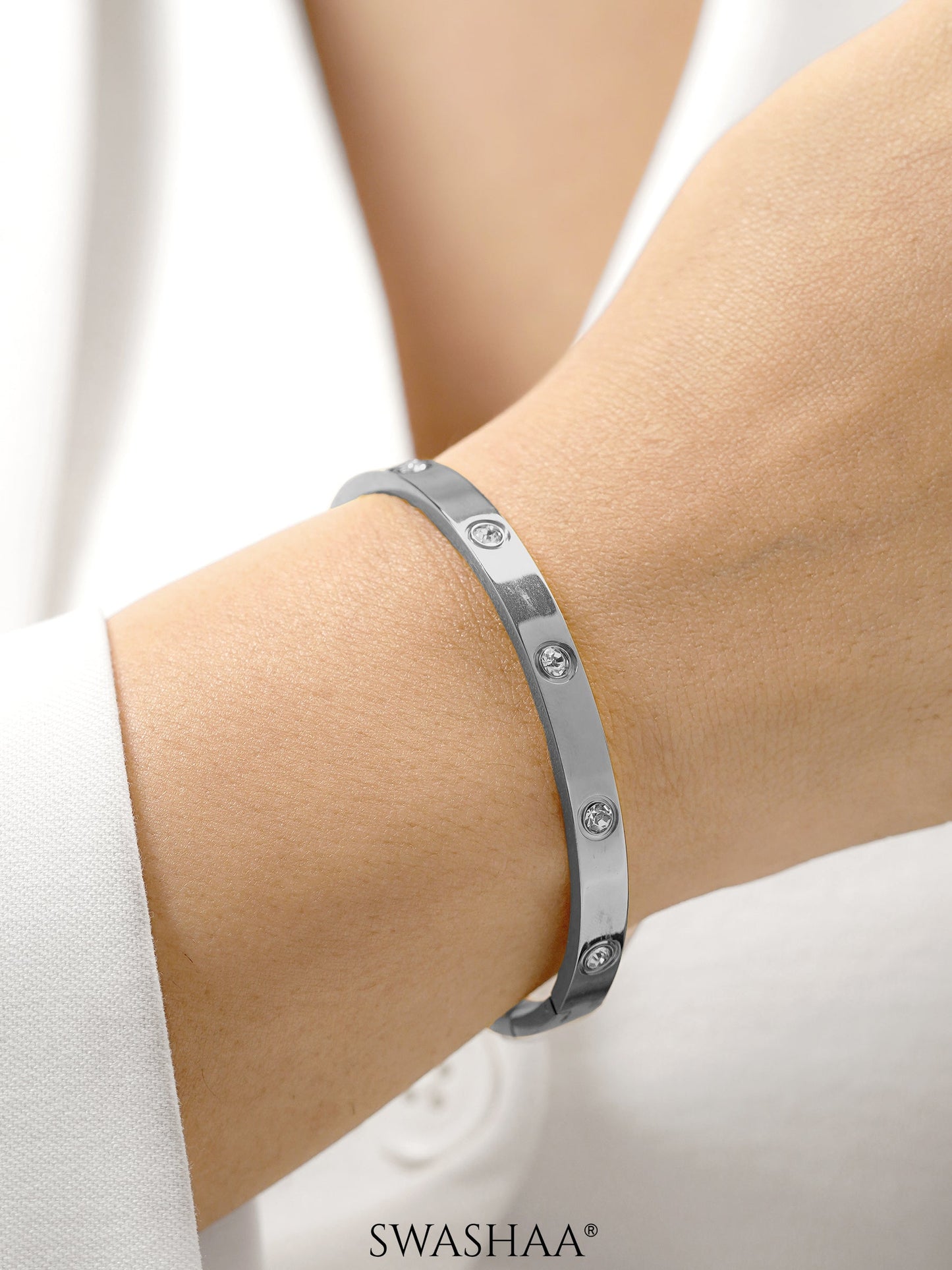Bree Band Diamond Silver Bracelet