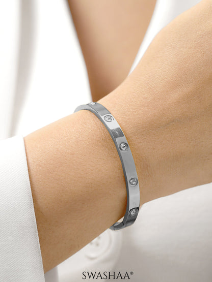 Bree Band Diamond Silver Bracelet