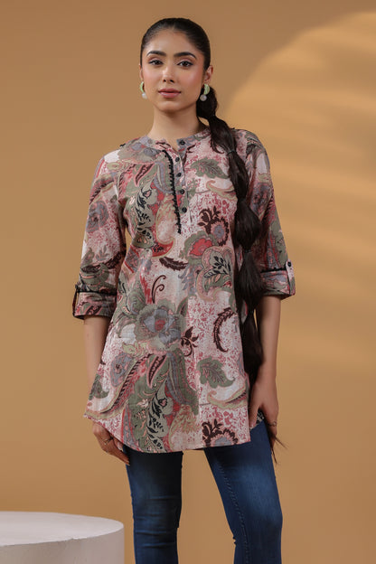 Brown Ethnic Print Top