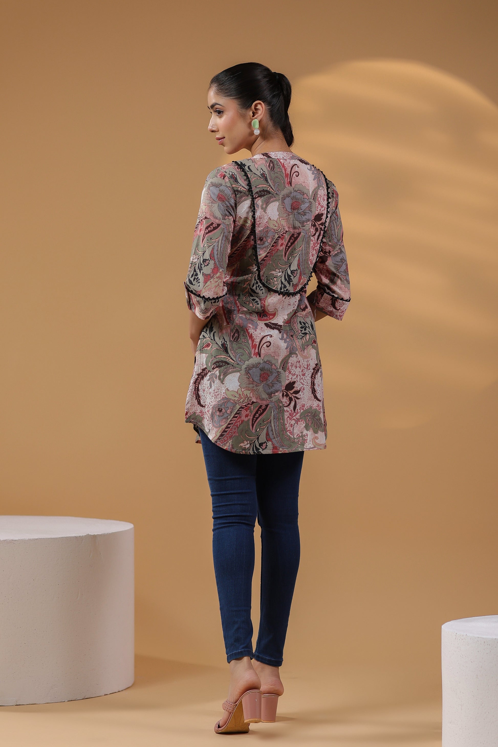Brown Soft Cotton Printed Top