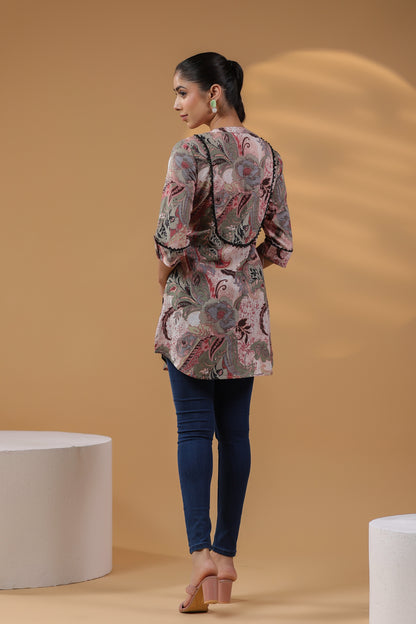 Brown Soft Cotton Printed Top