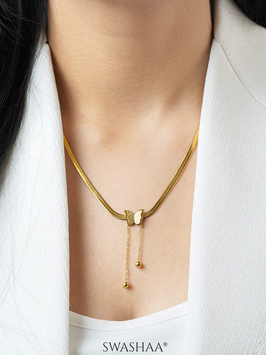 Butterfly Snake Chain 18K Gold Plated Necklace
