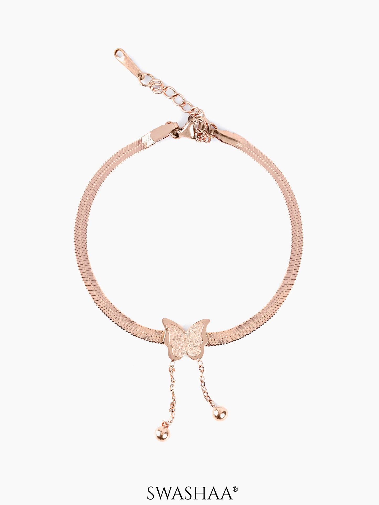 Butterfly Snake Charm Rosegold Loose Chain Bracelet