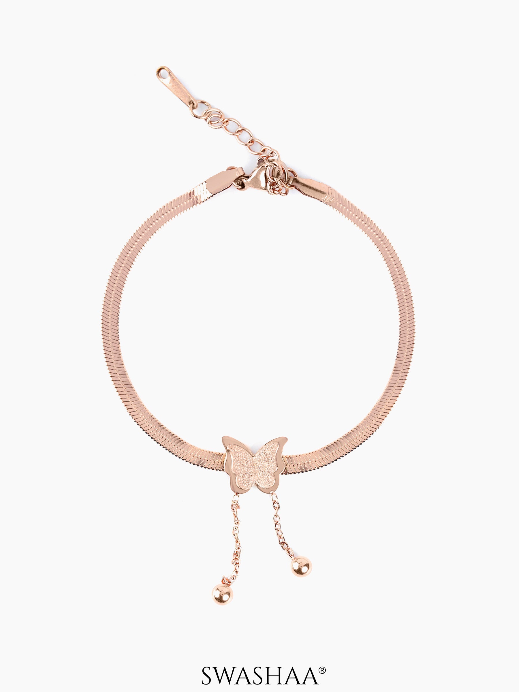 Butterfly Snake Charm Rosegold Loose Chain Bracelet