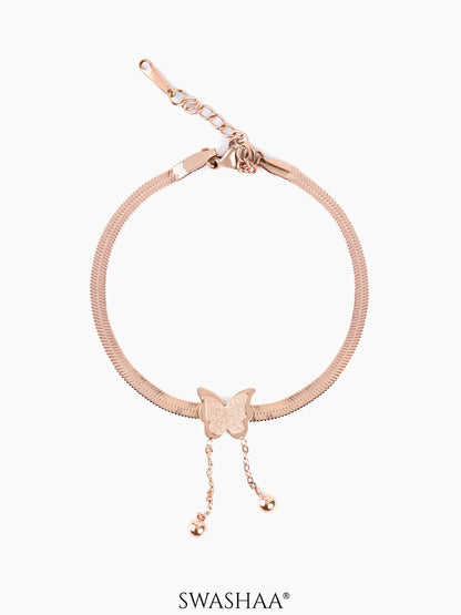 Butterfly Snake Charm Rosegold Loose Chain Bracelet