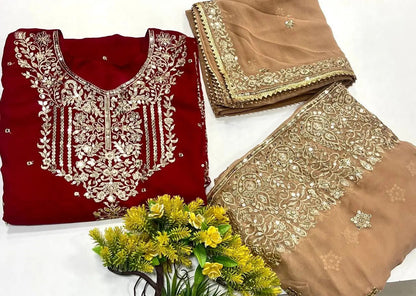 Georgette Sequence work Party Wear Kurti Sharara Dupatta Set - Premium  from Ethenika.com - Just INR 2990! Shop now at Ethenika.com 