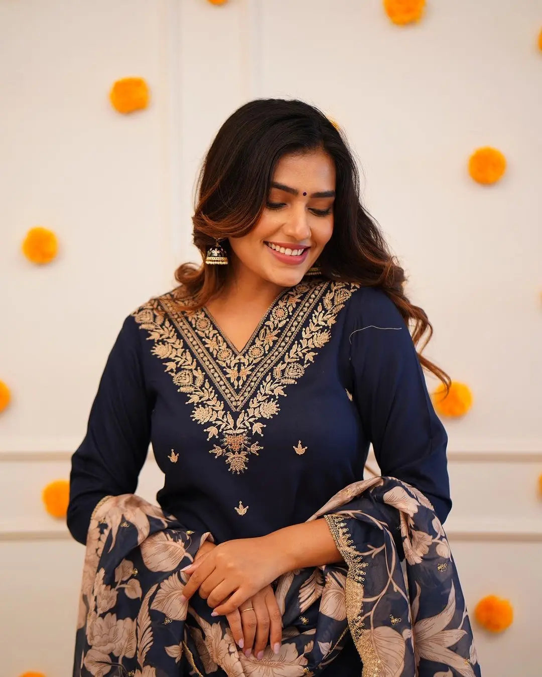 Floral Digital Print Embroidery work Afghani Salwar Suit Set - Premium  from Ethenika.com - Just INR 2190! Shop now at Ethenika.com 