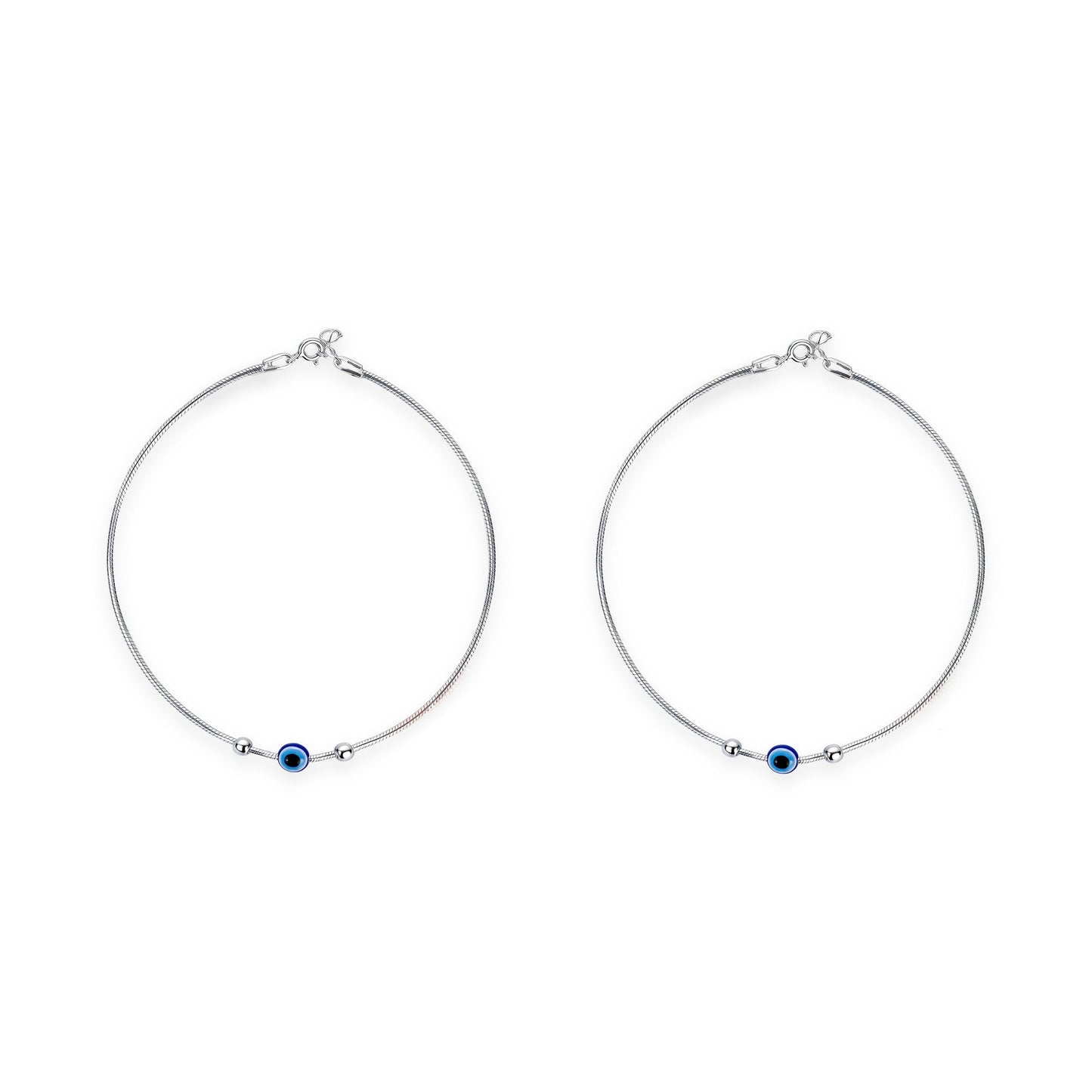 Serene Blue Eye Silver Charm Anklet