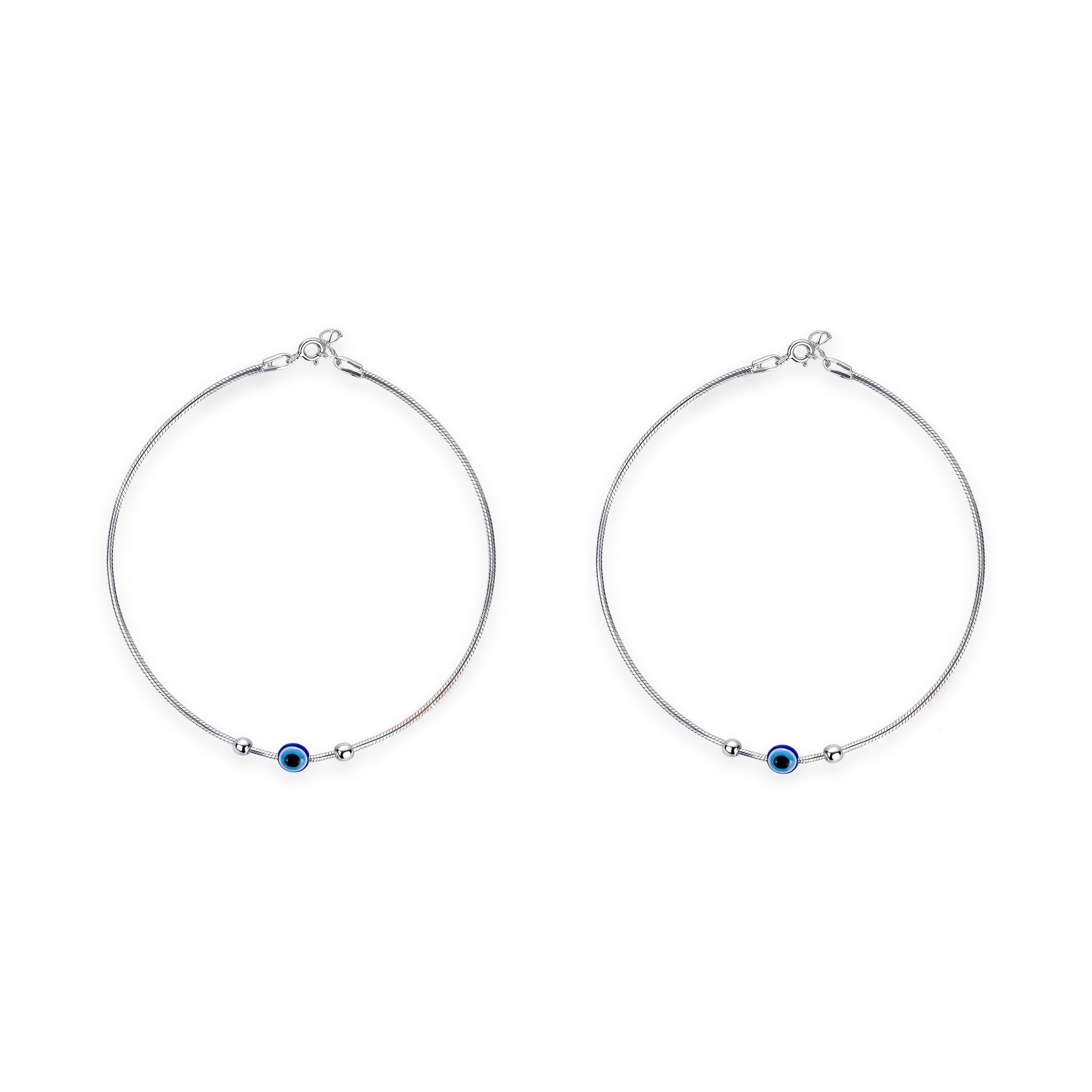 Serene Blue Eye Silver Charm Anklet