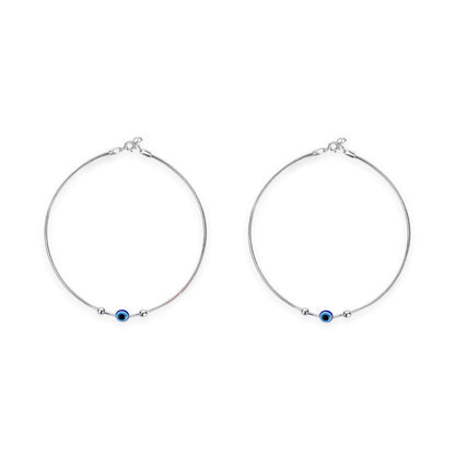 Serene Blue Eye Silver Charm Anklet