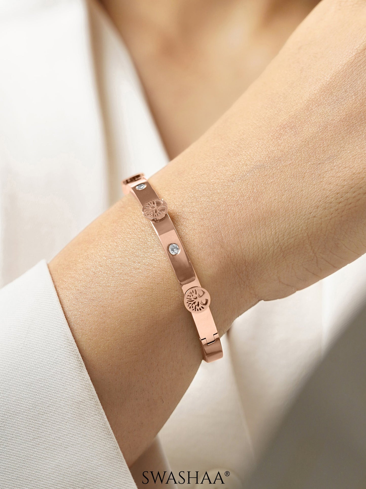 CC Lifetree Diamond Rosegold Plated Band Bracelet