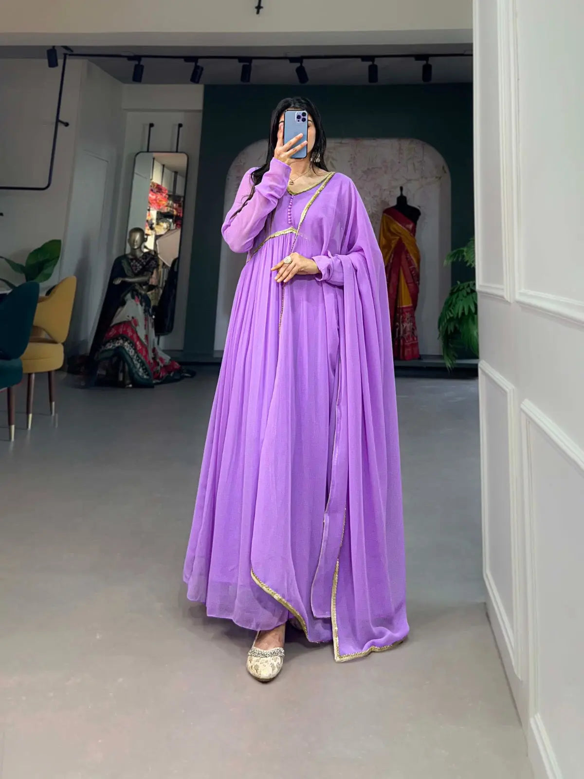 Premium Faux Georgette Gown Dupatta Set - Premium  from Ethenika.com - Just INR 2190! Shop now at Ethenika.com 