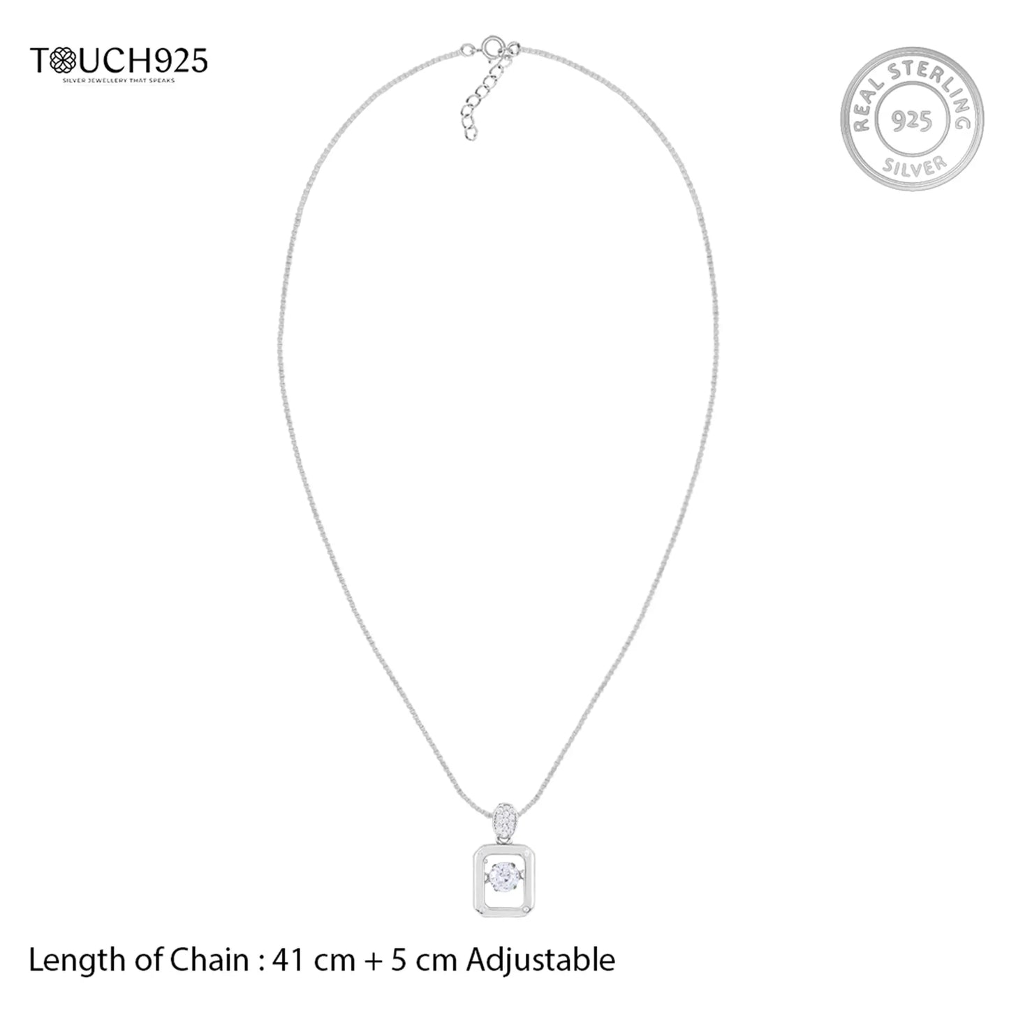 Silver Stone Rectangle Necklace