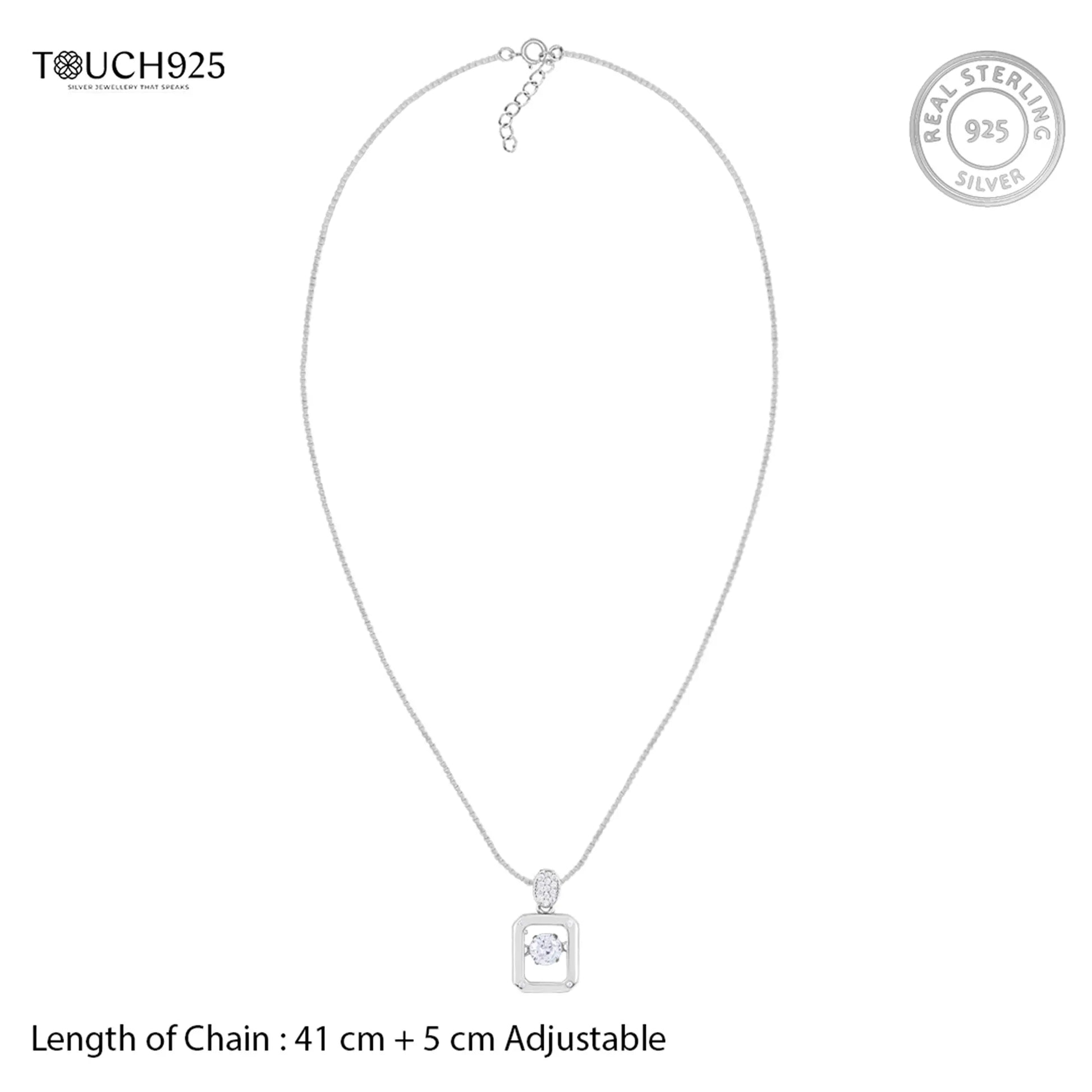 Silver Stone Rectangle Necklace