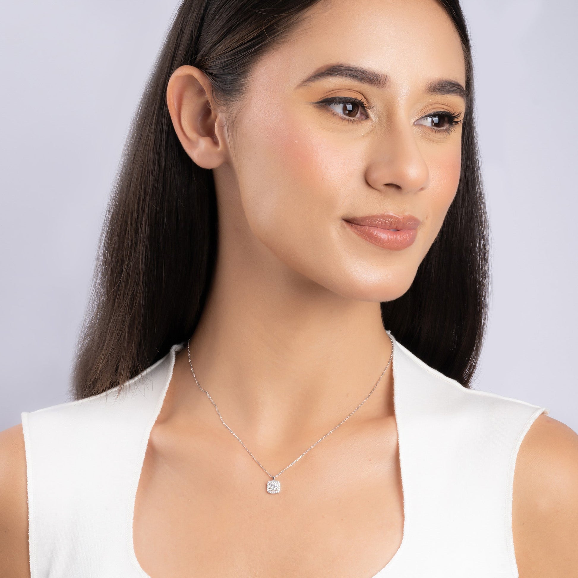 Halo-Set CZ Pendant Chain