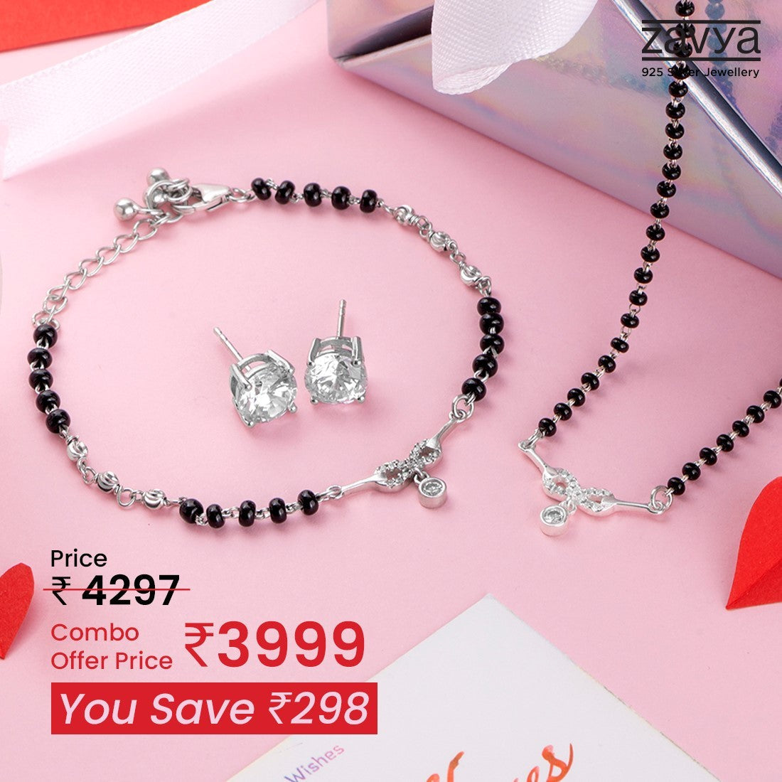 Infinity Forever 925 Sterling Silver Jewellery Set - Valentines Edition With Gift Box