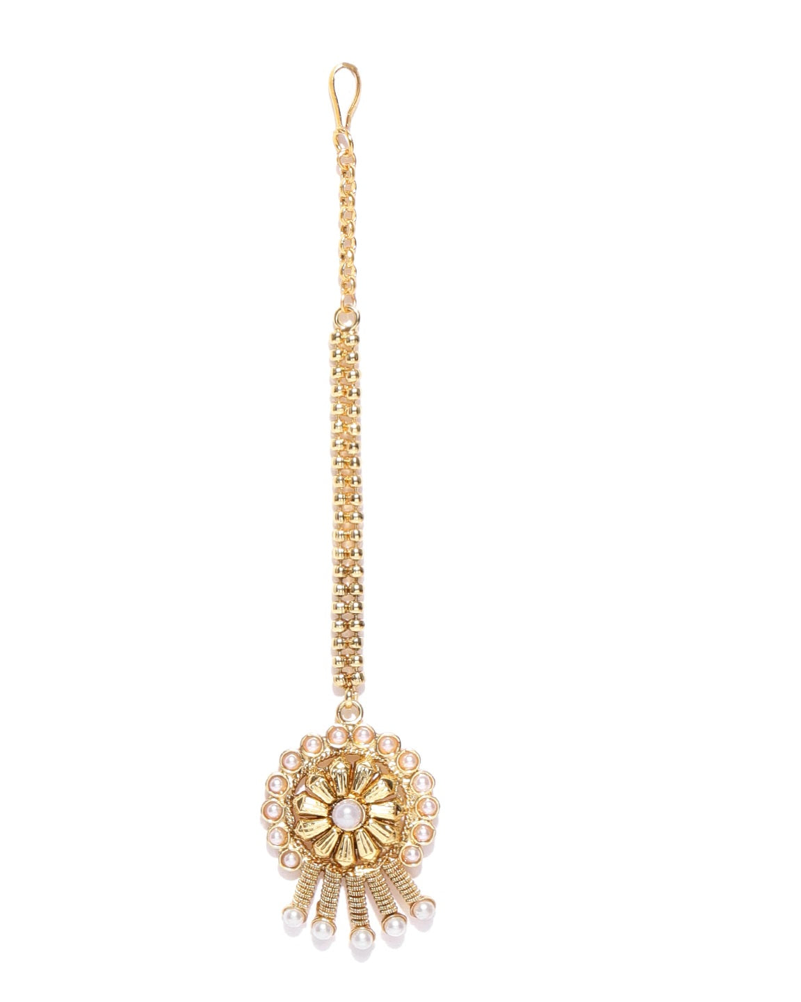 2 Gold-Plated Pearls Necklaces With Jhumki & Maangtika