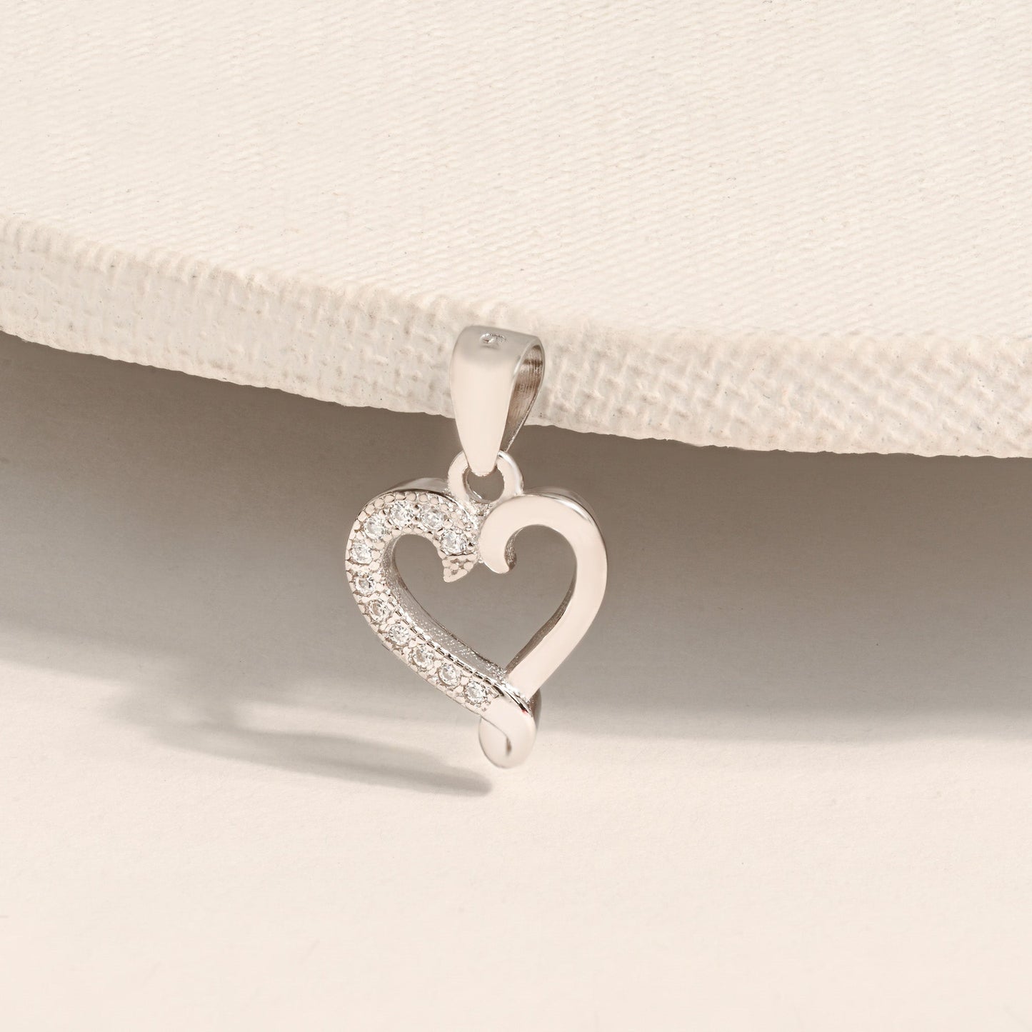 Pavé Loop Heart Silver Pendant