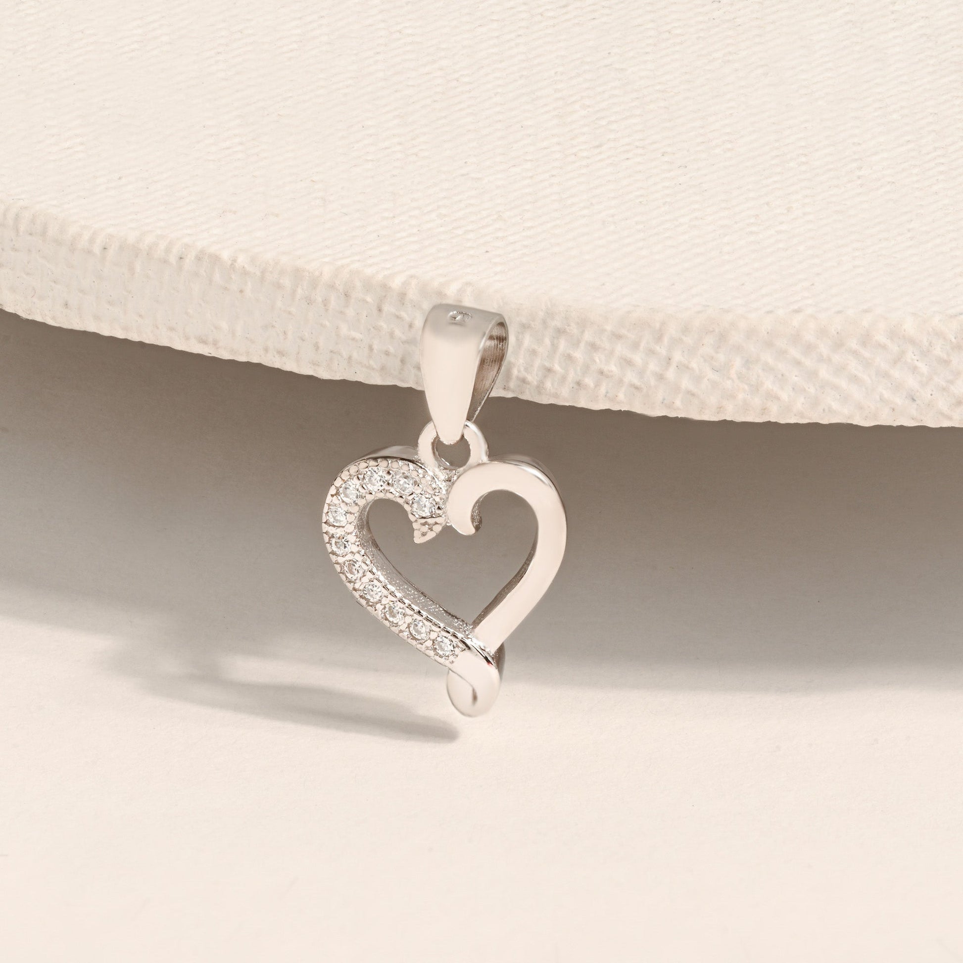 Pavé Loop Heart Silver Pendant
