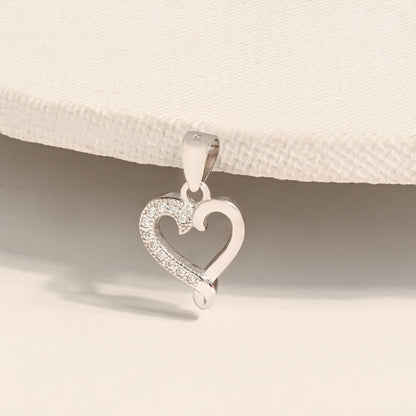Pavé Loop Heart Silver Pendant
