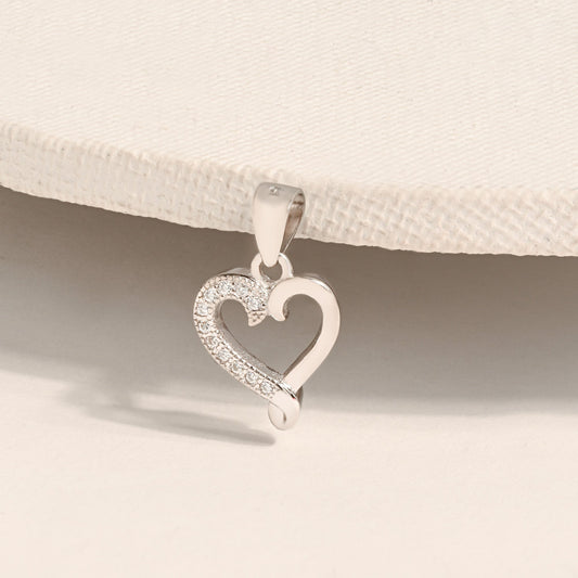 Pavé Loop Heart Silver Pendant