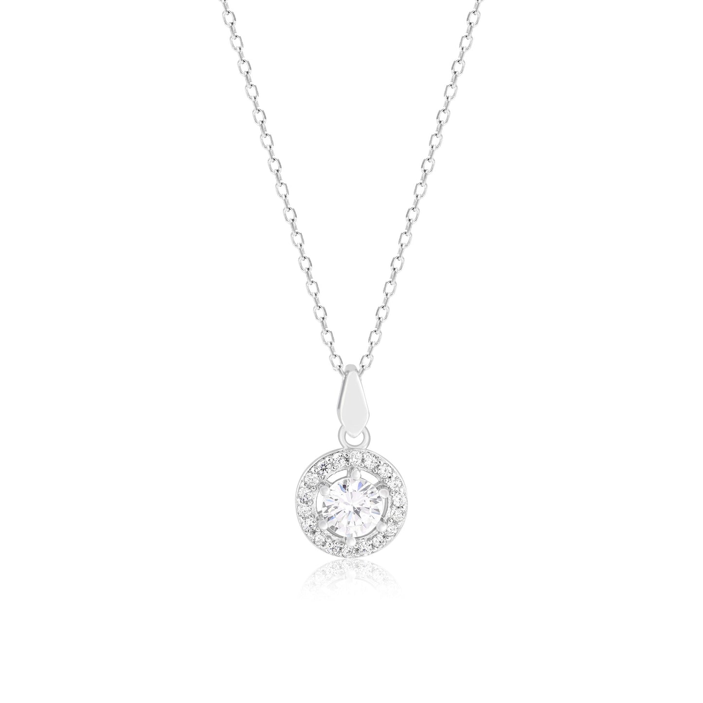Halo Solitaire Studded Necklace