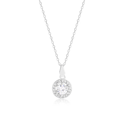 Halo Solitaire Studded Necklace