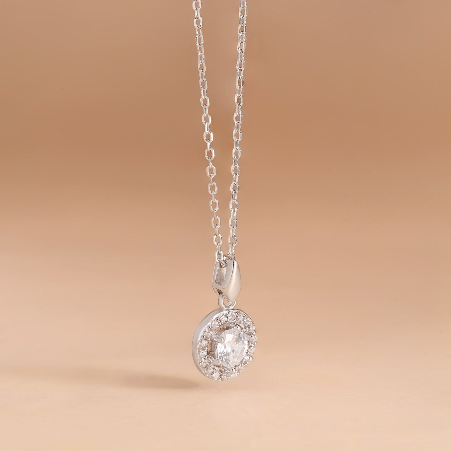 Halo Solitaire Studded Necklace