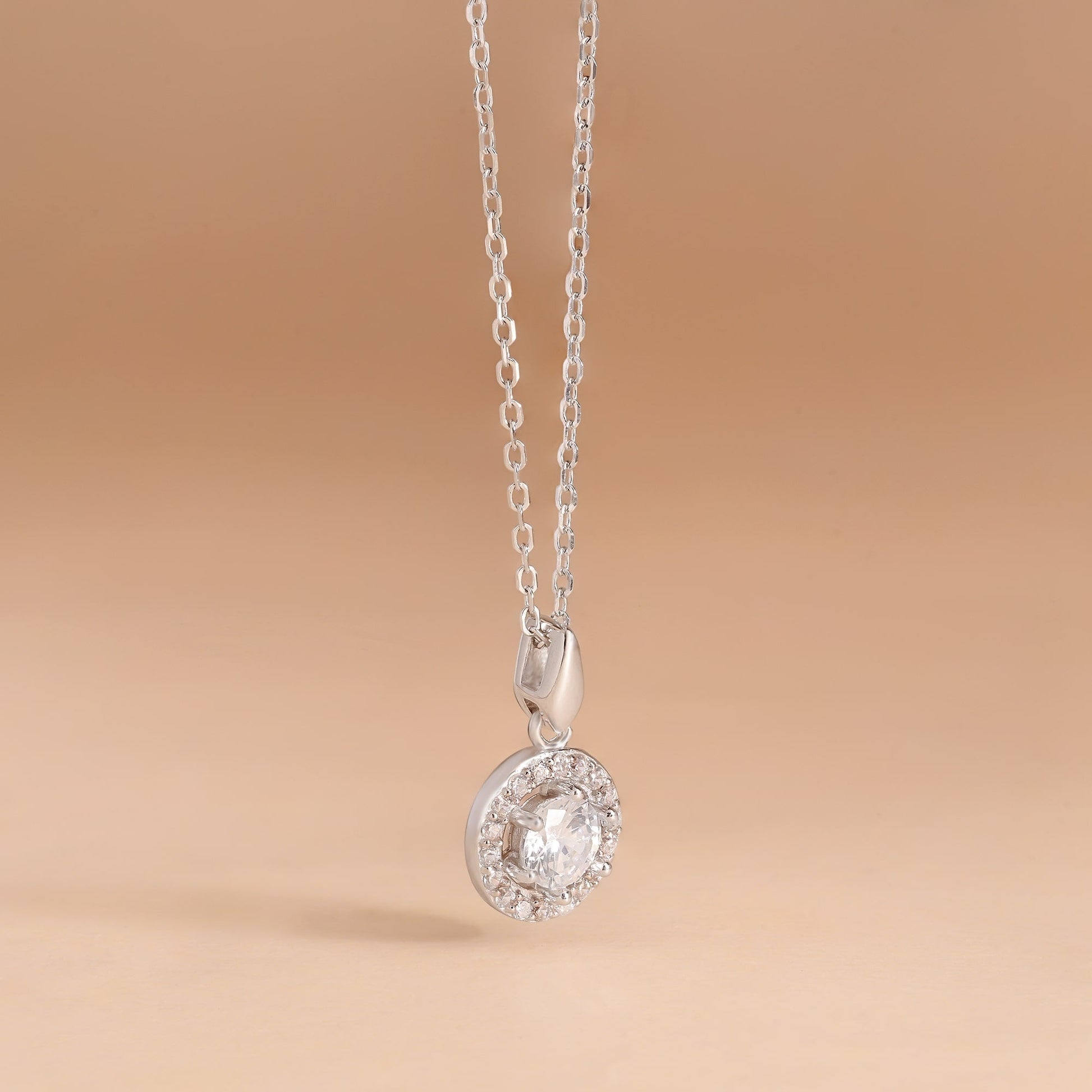 Halo Solitaire Studded Necklace