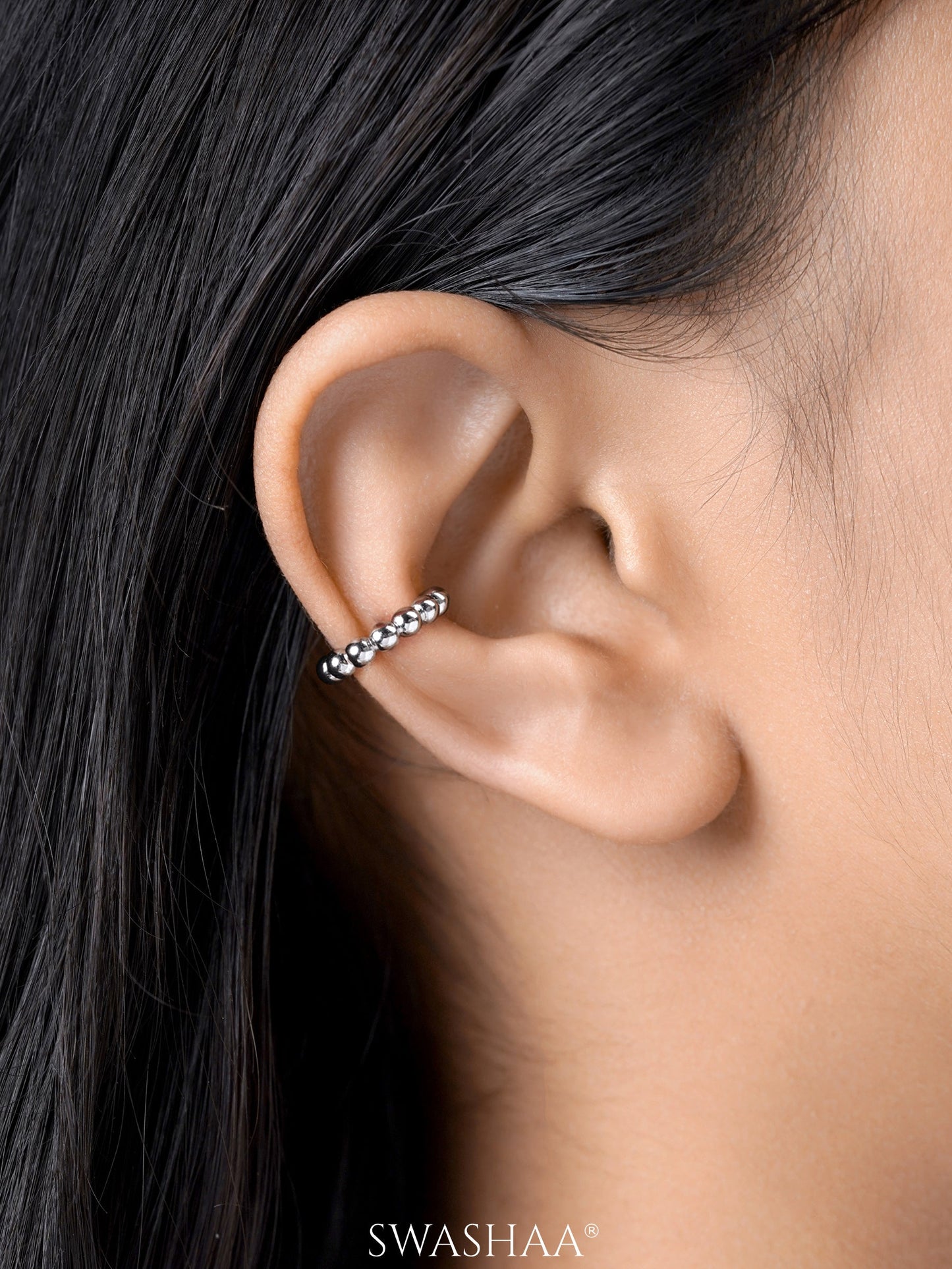 Cairo Beads Silver Ear Cuffs