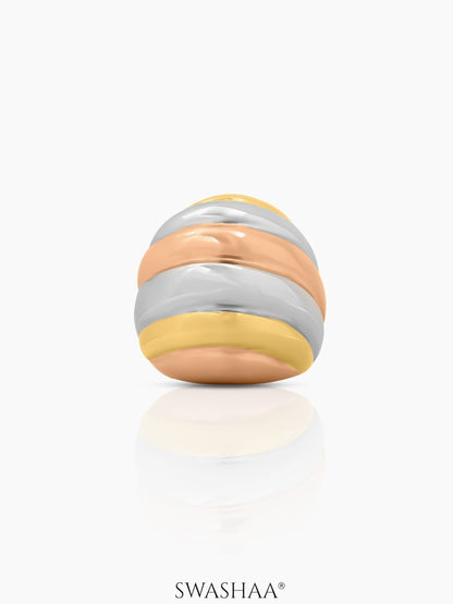 Calla Spiral Dome Three Tone Rosegold Plated Silver 18K Gold Plated Ring