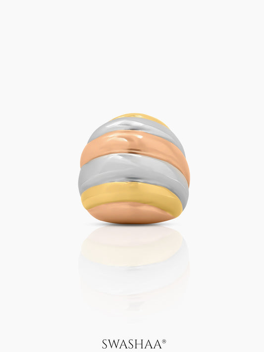 Calla Spiral Dome Three Tone Rosegold Plated Silver 18K Gold Plated Ring