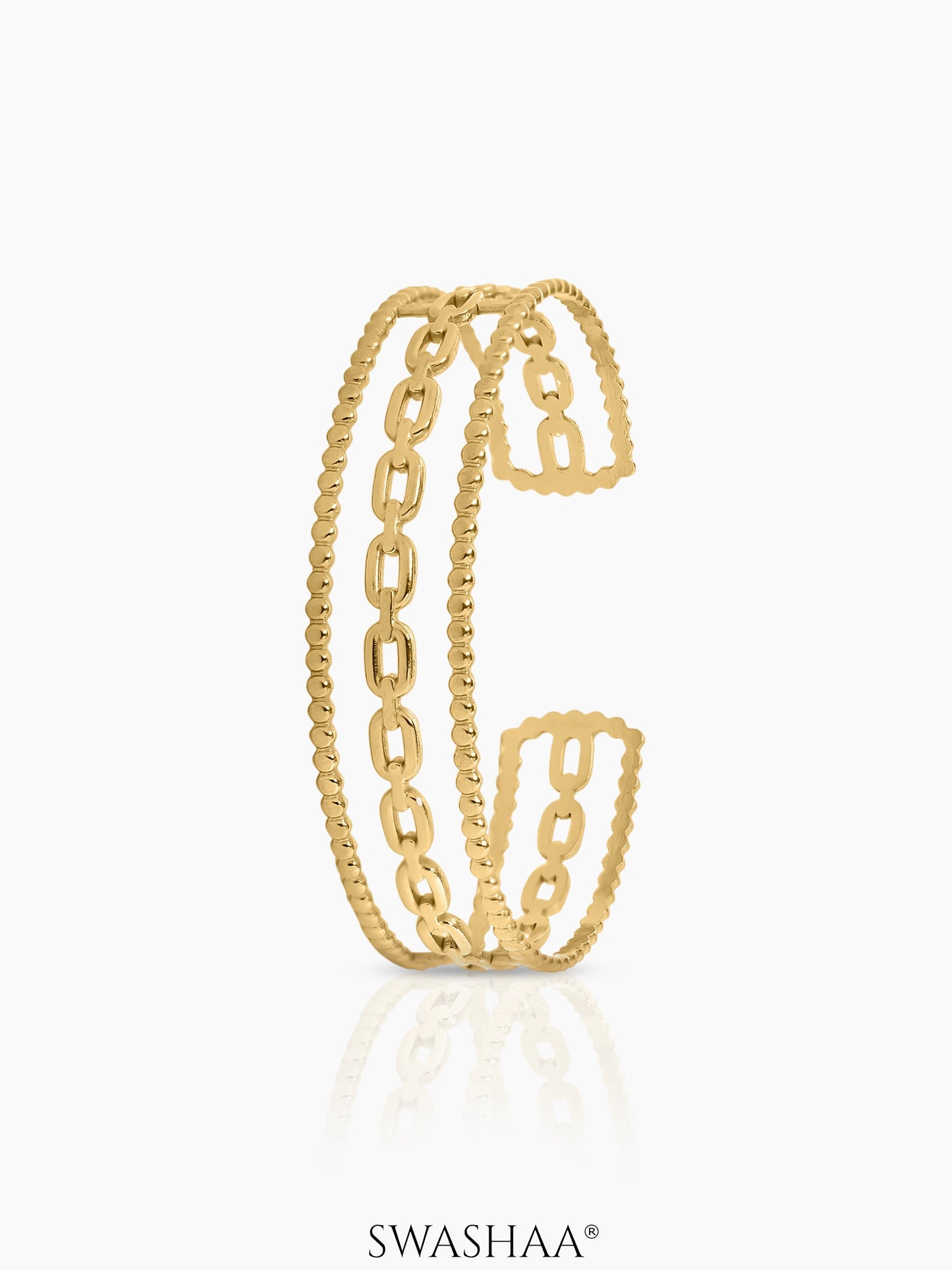 Cambria Double Twist Wide 18K Gold Plated Cuff Bracelet