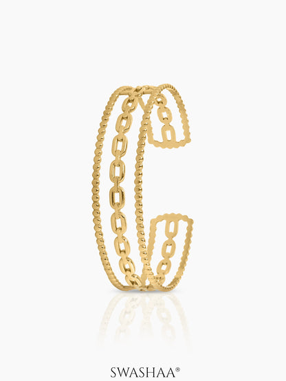 Cambria Double Twist Wide 18K Gold Plated Cuff Bracelet