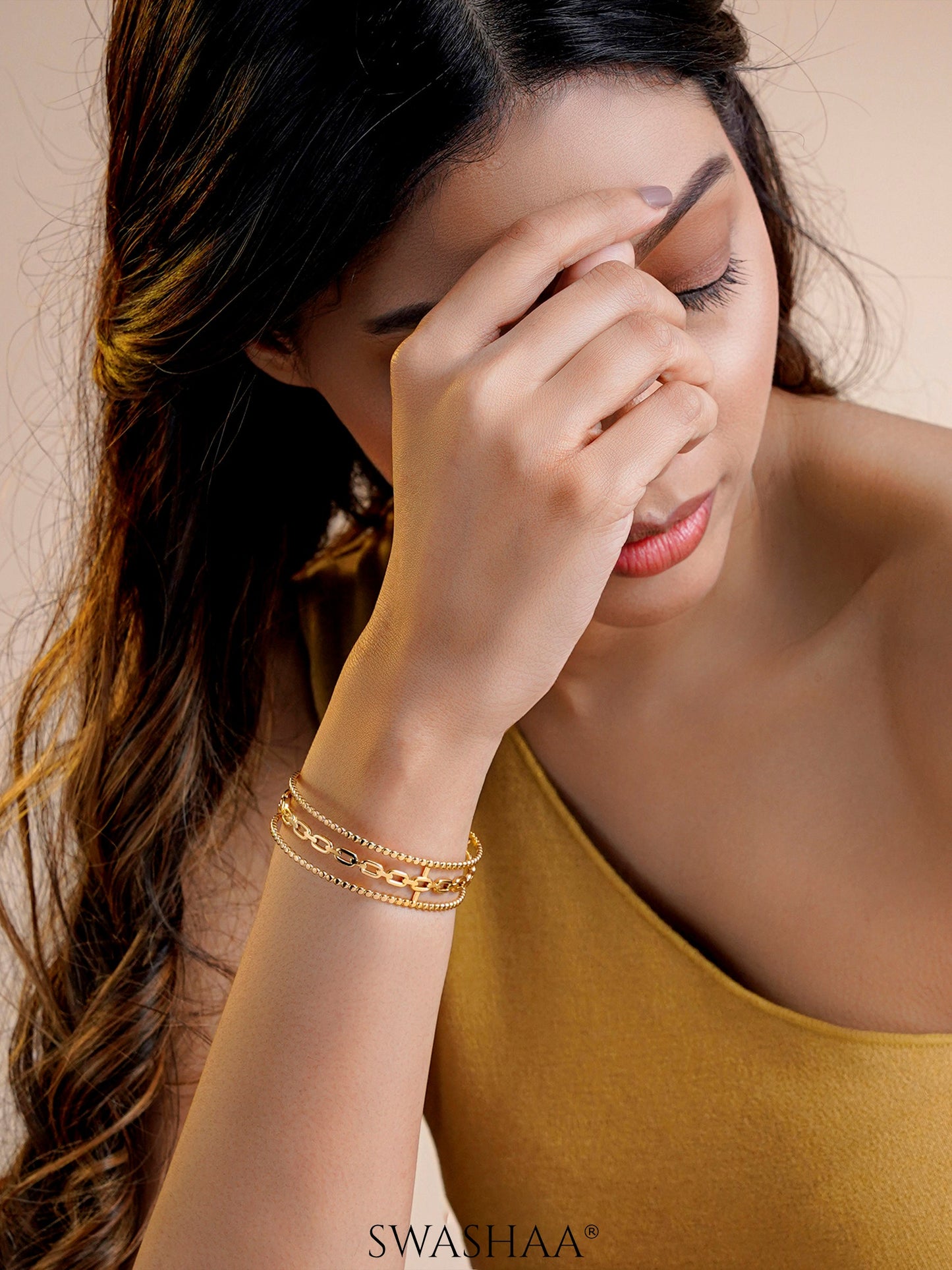 Cambria Double Twist Wide 18K Gold Plated Cuff Bracelet