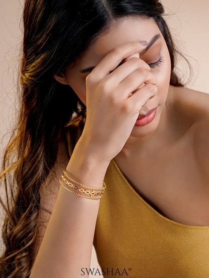 Cambria Double Twist Wide 18K Gold Plated Cuff Bracelet