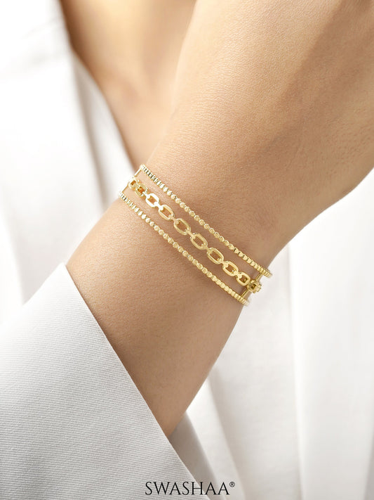 Cambria Double Twist Wide 18K Gold Plated Cuff Bracelet