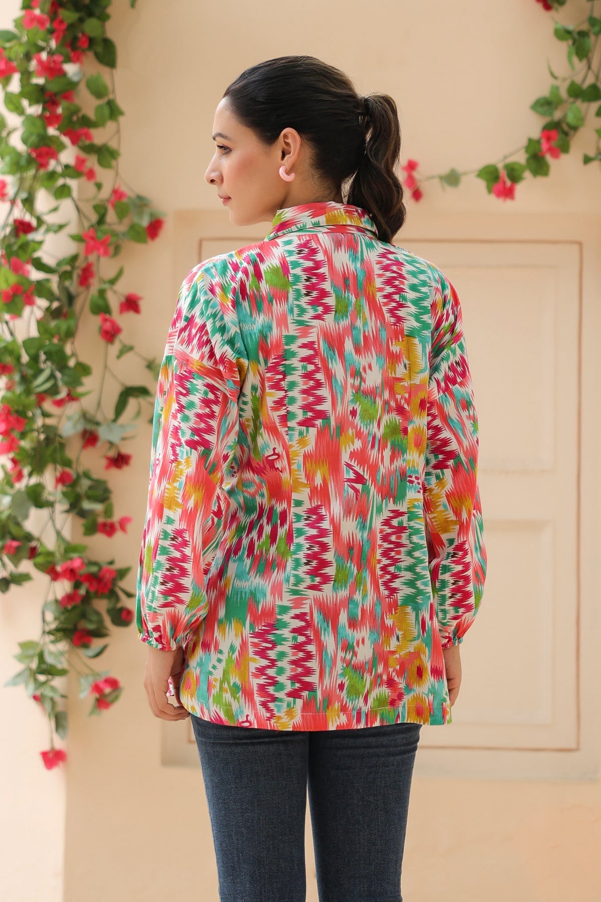 Casual Abstract Cotton Top