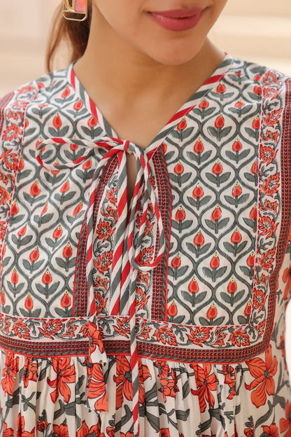 Casual Floral A-Line Cotton Top