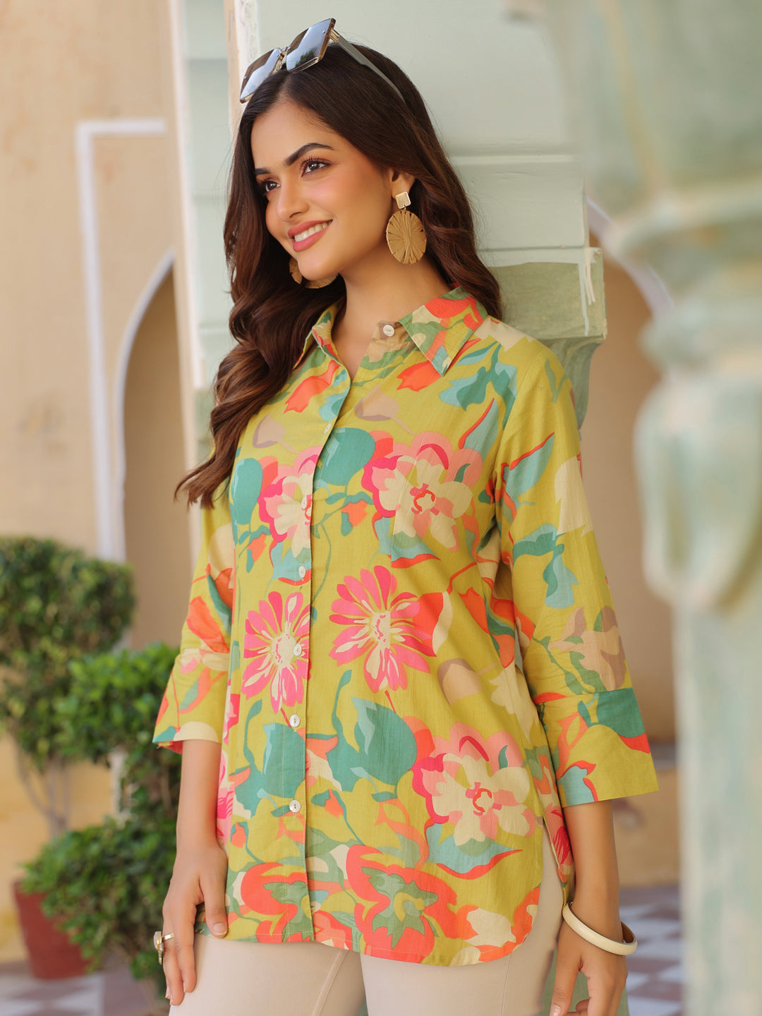 Casual abstract cotton top women